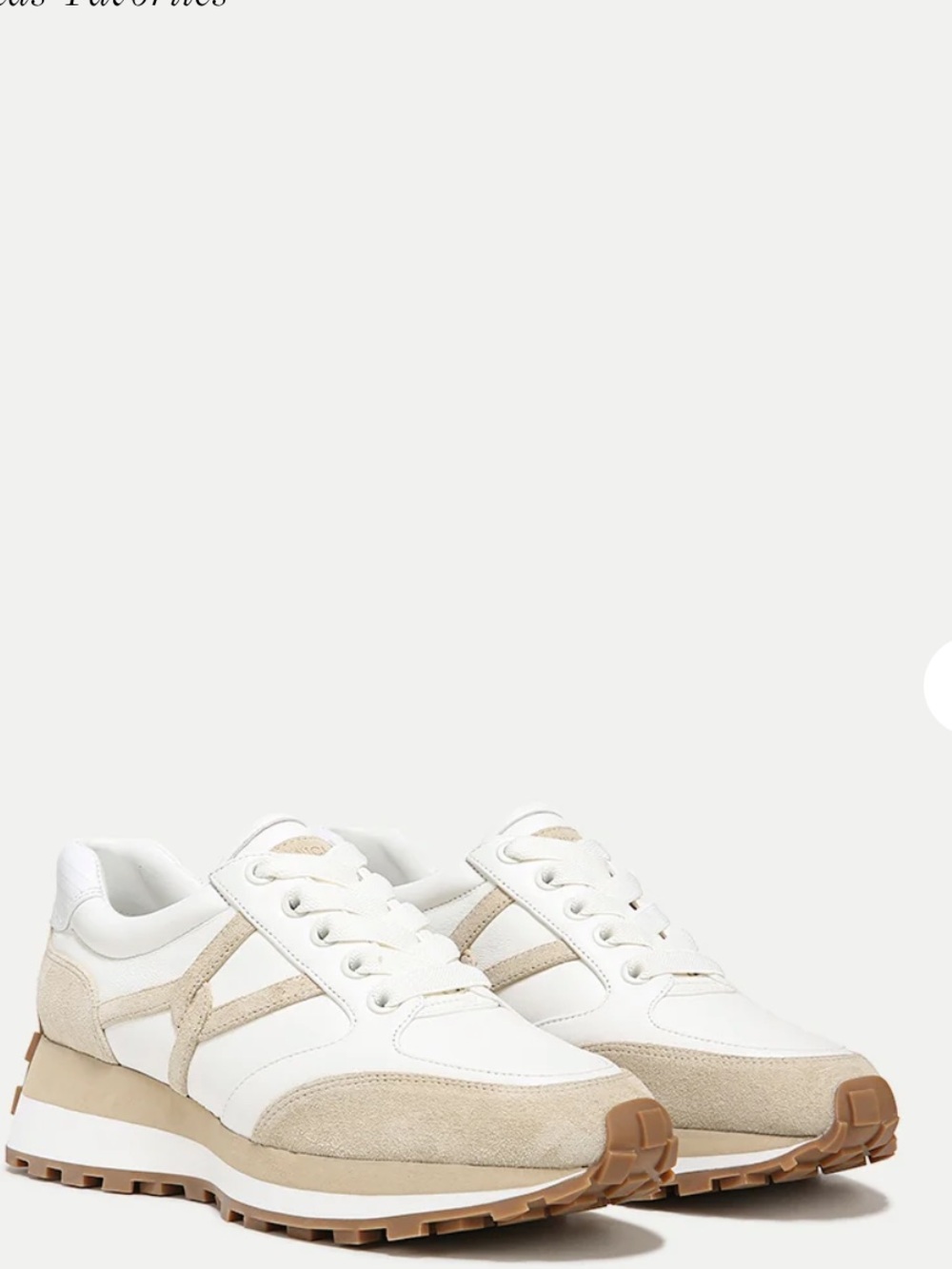 Veronica Beard White and Beige Suede-Trim Sneakers